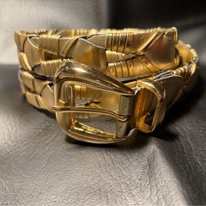 Gold Tone Braided Belt With Matching Buckle XL
